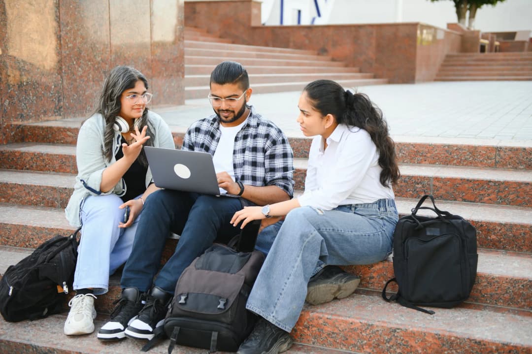 College students collaborating on campus