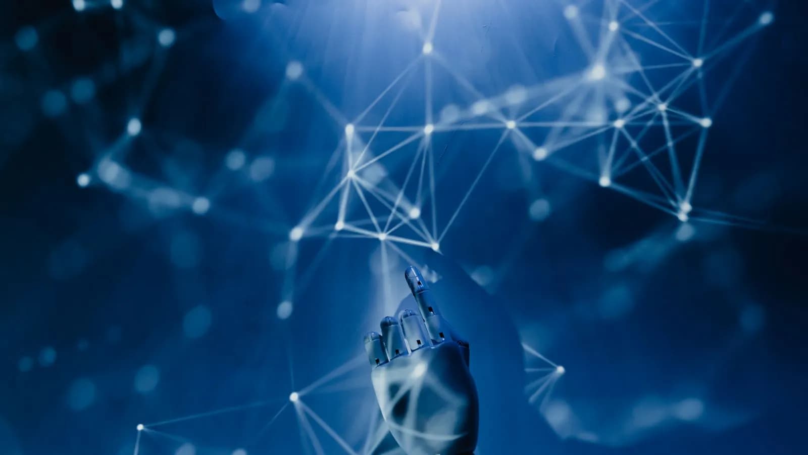 Robotic hand reaching into a glowing digital network, representing AI-powered activation and personalization at scale